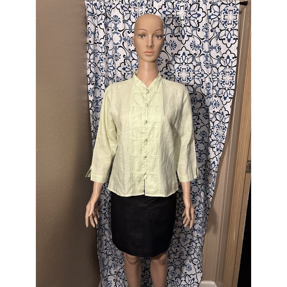 Richard Malcolm Women's Irish Linen Pastel Green Button Up Shirt / Cardigan SZ L